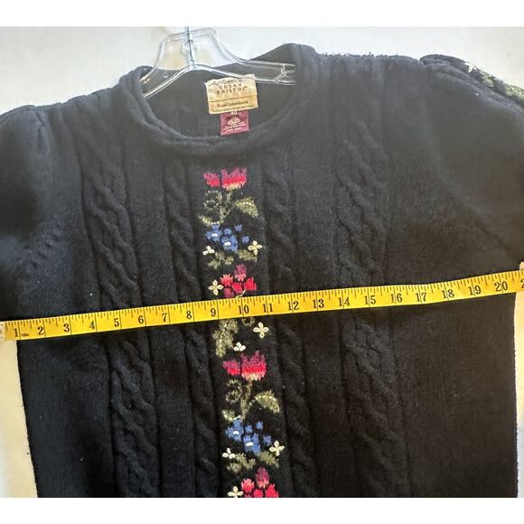 Susan Bristol Vintage Hand Embroidered Wool Sweater Womens Sz 40 (Medium) Black - Picture 6 of 7
